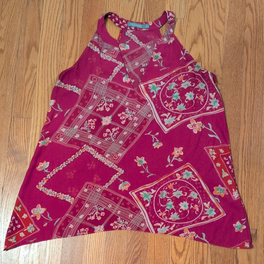Chic Floral Women's Tank Top in Red